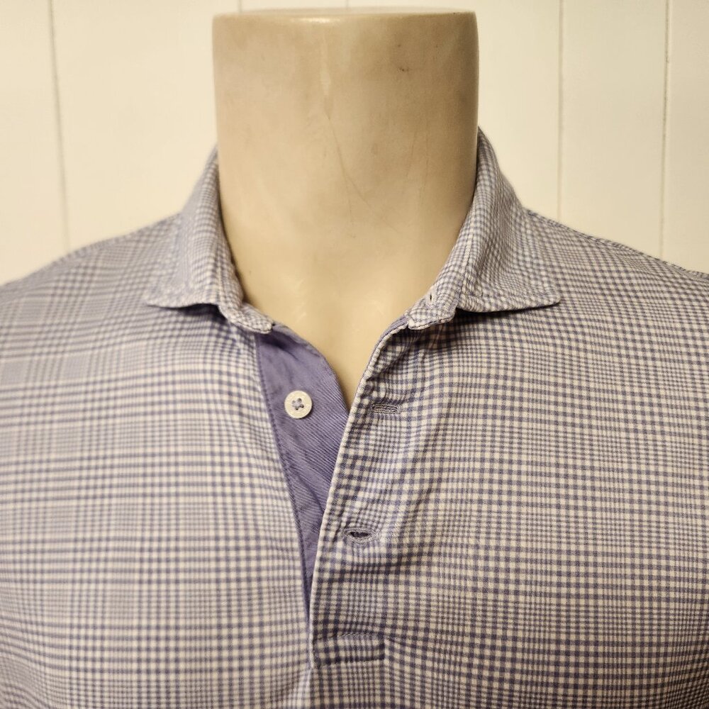 Polo Golf shirt L men's purple plaid pullover Ralph Lauren